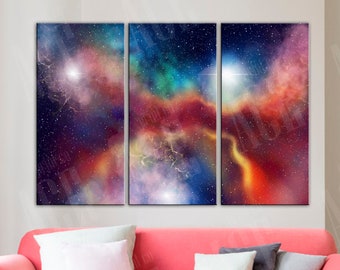 Multicolored abstraction Wall Art, Multicolored Modern Art Canvas, Universe print