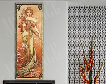 La Primavera di Mucha, stampa su tela, riproduzione di Alphonse Mucha