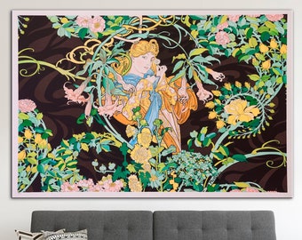 Femme à la marguerite by Mucha Canvas Print, Alphonse Mucha Reproduction