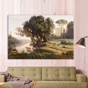 Jean Baptiste Camille Corot Reproduction Canvas Print, Italian Landscape Wall Decor