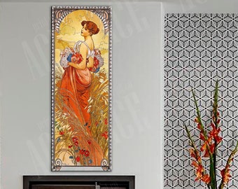 L'estate di Mucha, stampa su tela, riproduzione di Alphonse Mucha