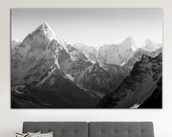 Black and White Mountain Canvas Print: Modern Wall Decor