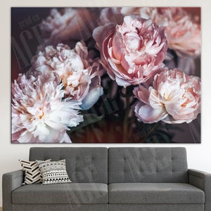 Peony Bouquet Print, Peony Canvas, Floral canvas