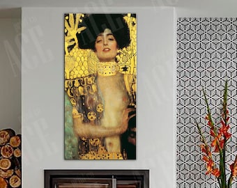 Gustav Klimt Canvas, Judith and the Head of Holofernes Reproduction Print, Naked Woman Decor