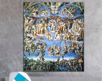 Michelangelo's Last Judgement Fresco: Reproduction Canvas Print