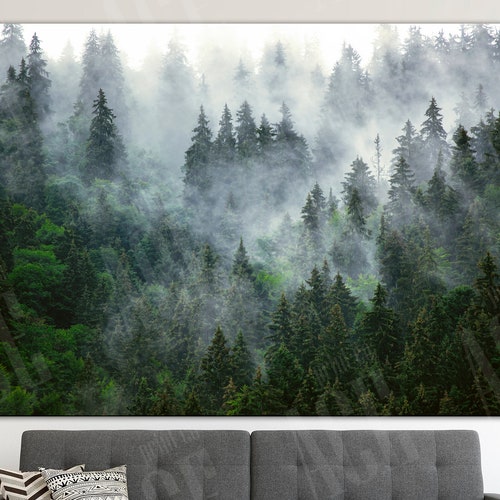 Foggy Forest Print Triptych Forest Forest Wall Art Misty - Etsy