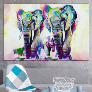 Aquarell Elefant Leinwand, Elefant Druck