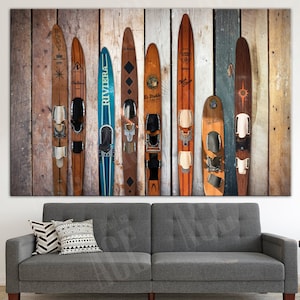 Water Skis Canvas Print, Summer Vacation Art