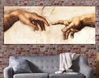 Michelangelo Reproduction Print, Creation of Adam canvas print