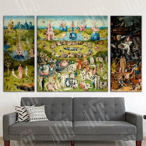 The Garden of Earthly Delights Reproduction Print, Bosch Garden Canvas 3 PANEL image 1
