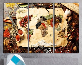 Spice Map Canvas Print: Herbs & Spices Kitchen Poster