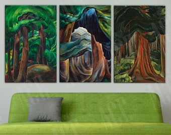 Emily Carr Red Cedar Forest  Columbia Canvas Print, 3 Panel Western Wall Art