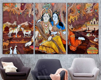 Vintage Krishna Canvas Print: Indian Wall Art Decor