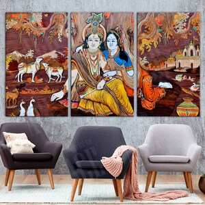 Vintage Krishna Canvas Print: Indian Wall Art Decor