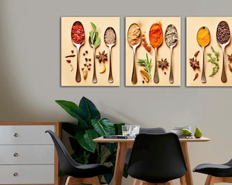 Herbs and Spices Canvas Print: Kitchen Wall Decor, Restaurant Art