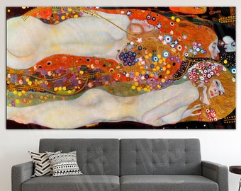 Gustav Klimt Canvas, Water Snakes 1907 Print Reproduction