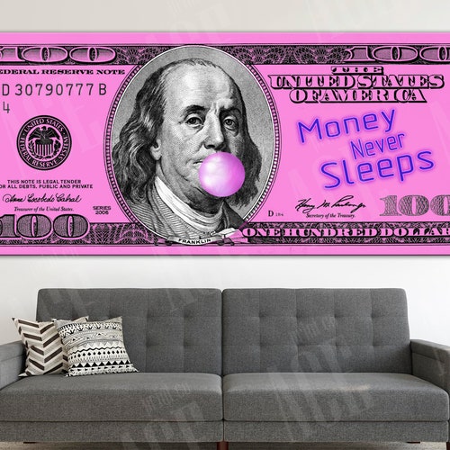 100 Dollars Bill Wall Art Canvas Print Office Decor Money Pop Etsy