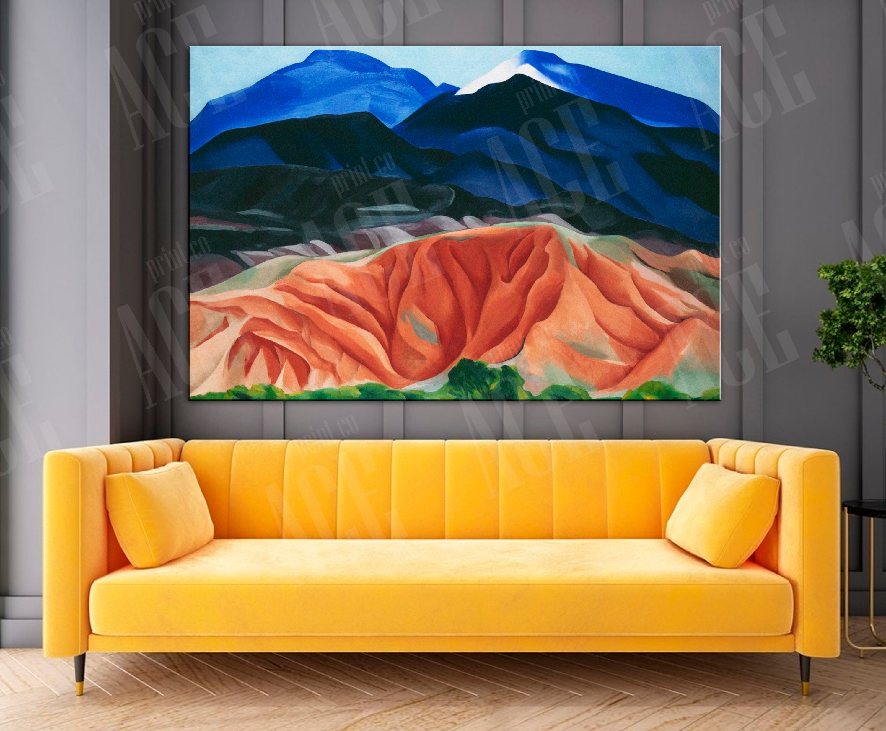 Mountain Print Mountain Canvas Abstract painting Wall Art Etsy
