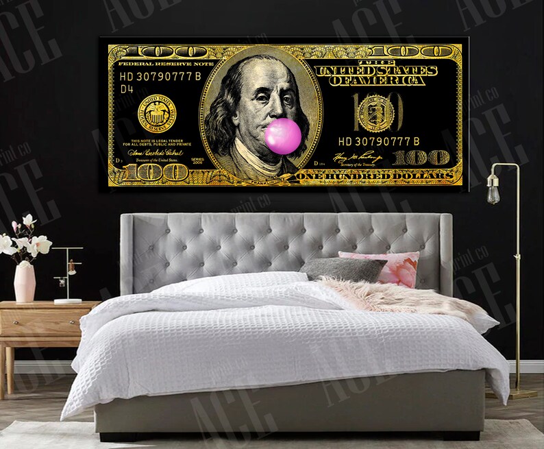 Motivational Money Art Print Dollars Canvas Etsy