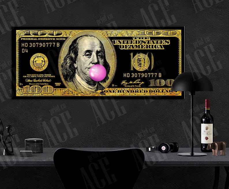 Motivational Money Art Print Dollars Canvas Etsy