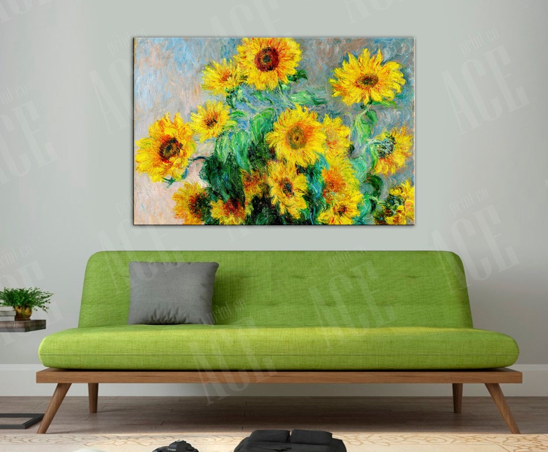 Vintage Yellow Sunflowers Canvas Print: Floral Wall Art Decor ...