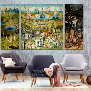 The Garden of Earthly Delights Reproduction Print, Bosch Garden Canvas 3 PANEL image 4