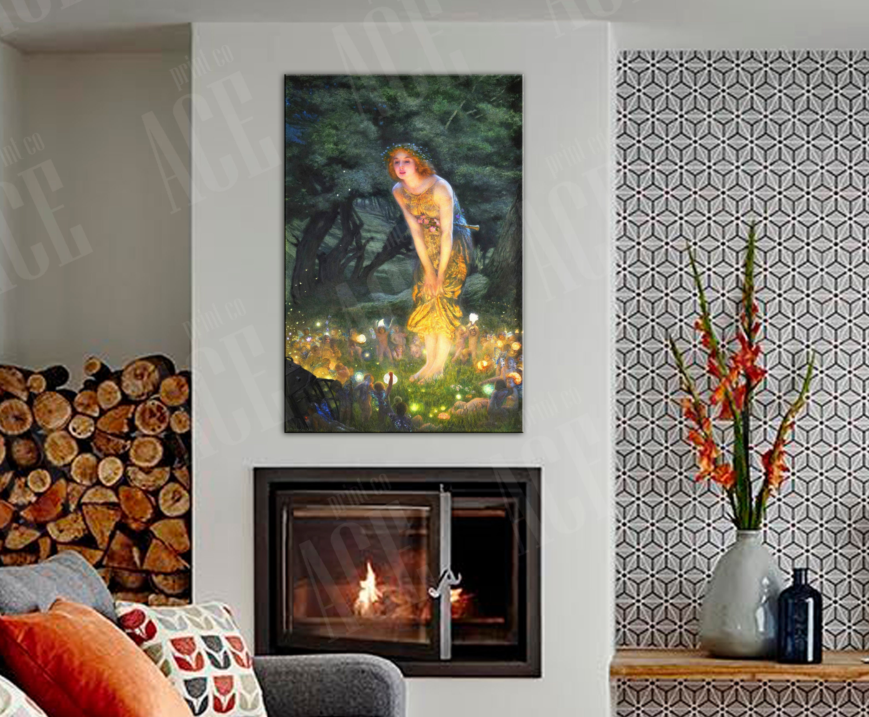 Impresión en lienzo de Edward Robert Hughes, reproducción de Midsummer Eve  - Etsy México, image size:3000x2476