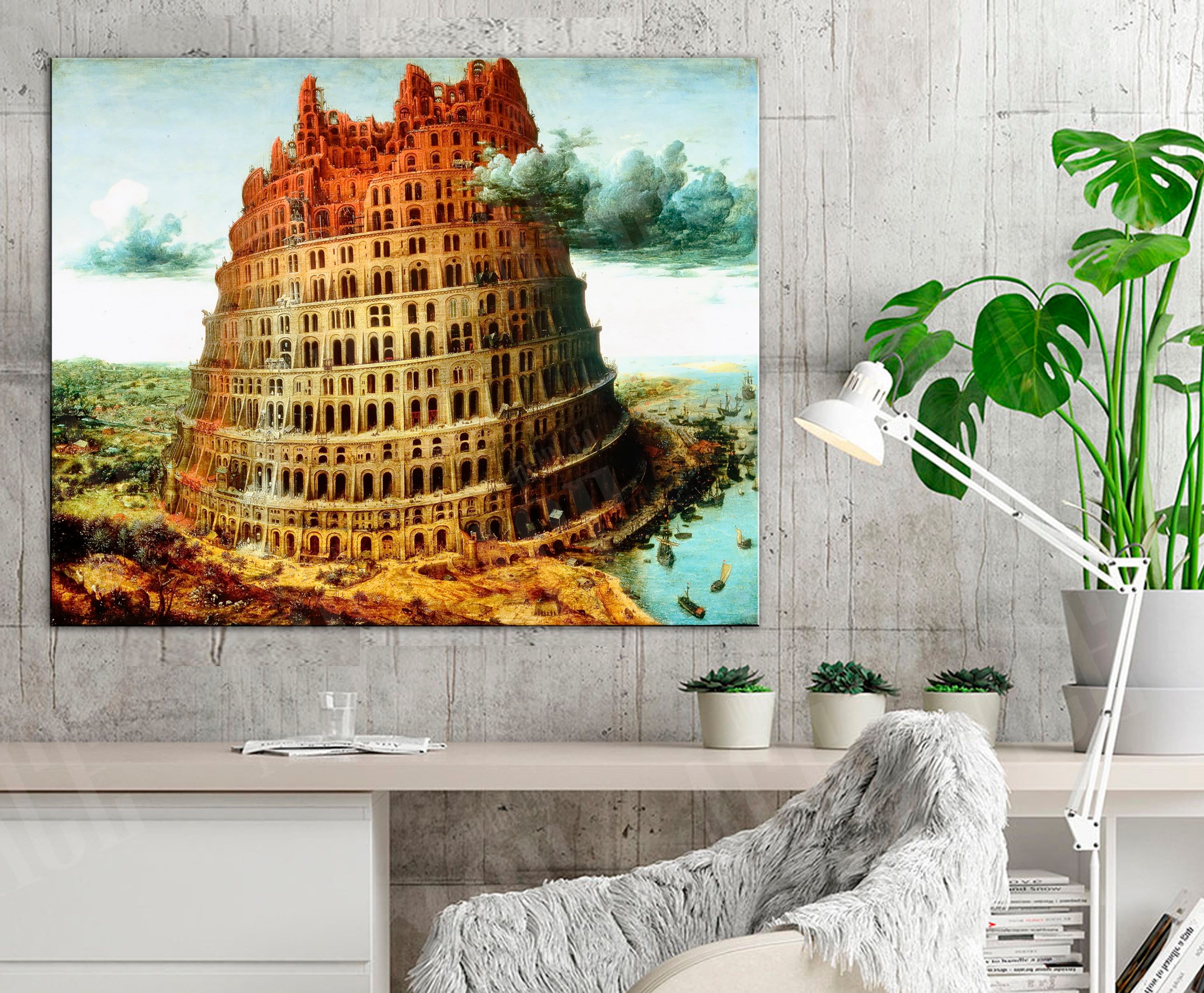 ピーテル・ブリューゲル複製版画、バベルの塔 キャンバス - Etsy 日本