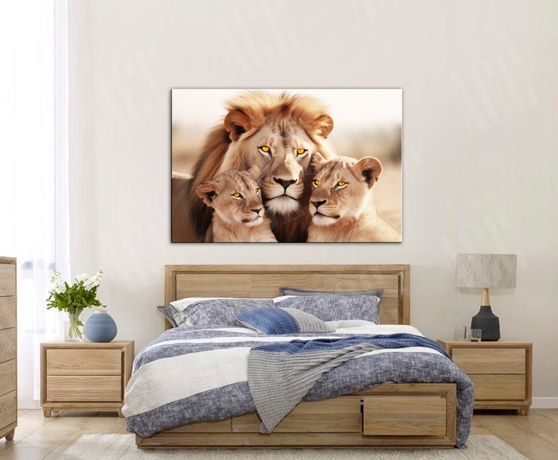 Lion Family Canvas Print | Wildlife Animal Wall Art | Large Safari Lion ...