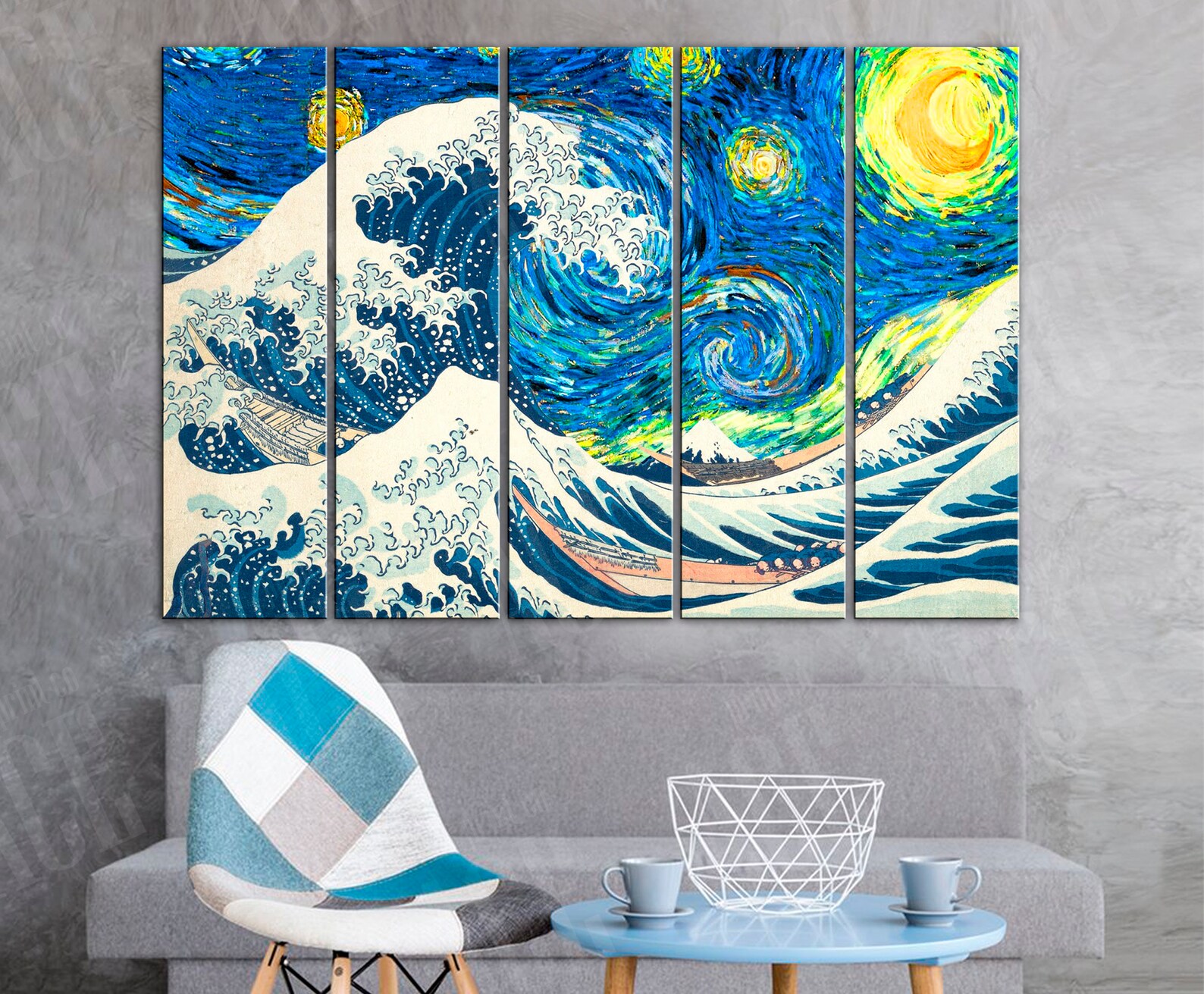 The Great Wave Canvas Print Pop art decor Modern art print Etsy