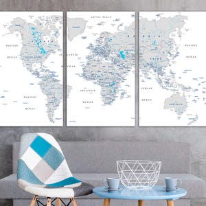 Impression sur toile de carte du monde, grande décoration murale de carte du monde, impression détaillée de carte du monde, décoration de salle de classe, cadeau pour les amateurs de voyages