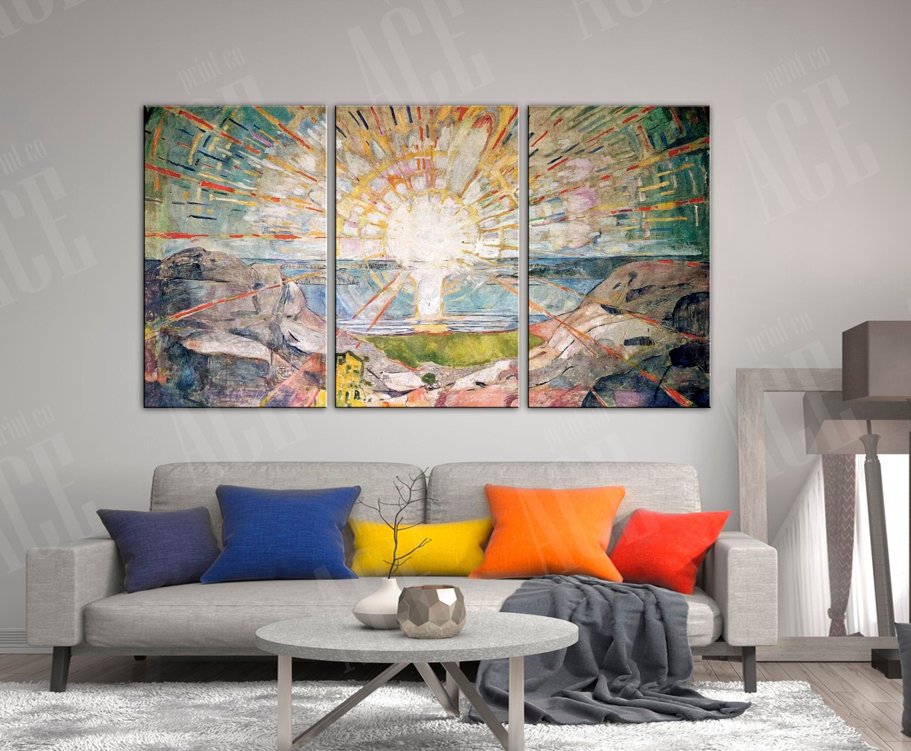 エドヴァルド・ムンク「太陽」キャンバスプリント：モダンな壁アート