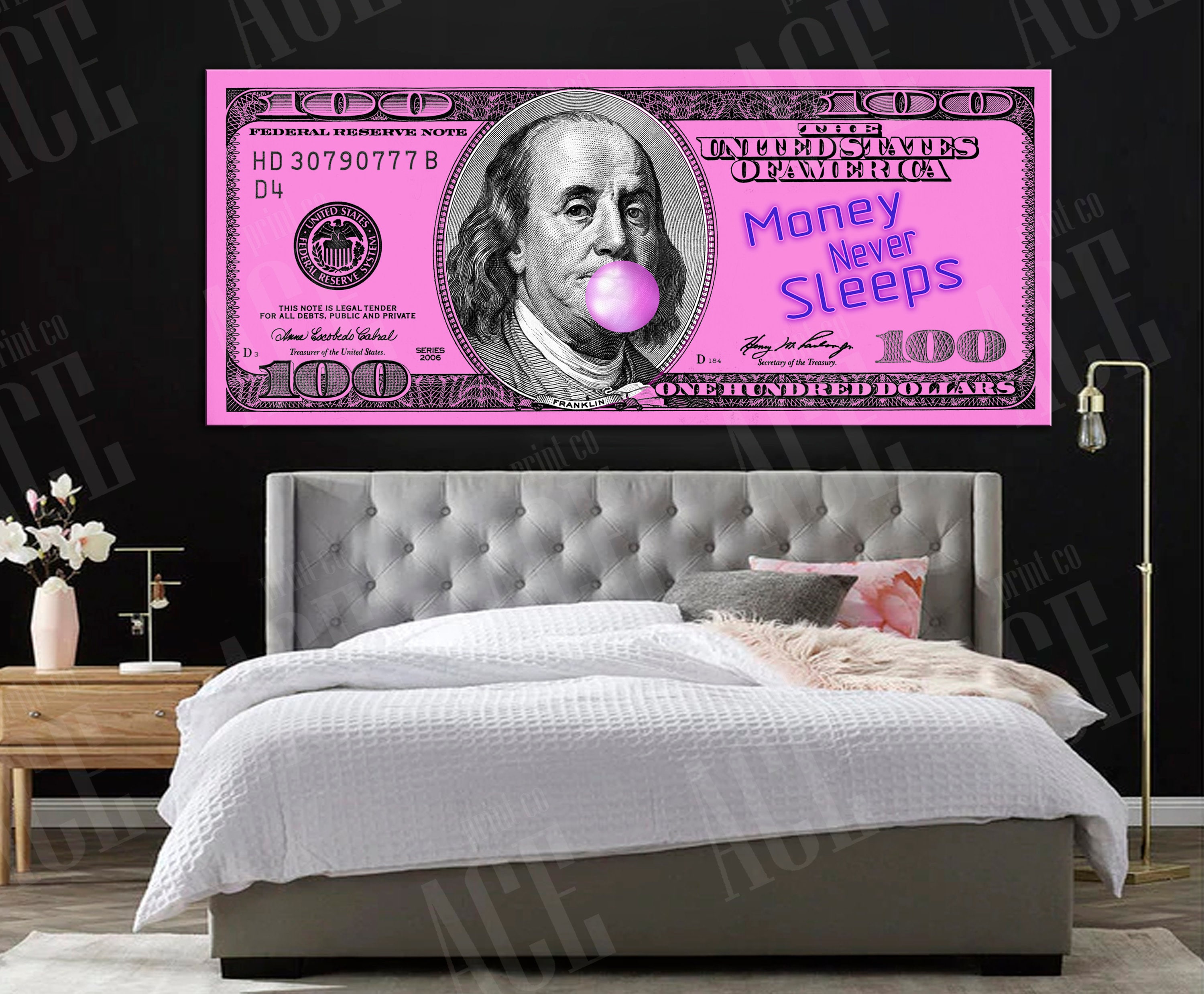 Motivational Money art print Dollars Canvas Etsy