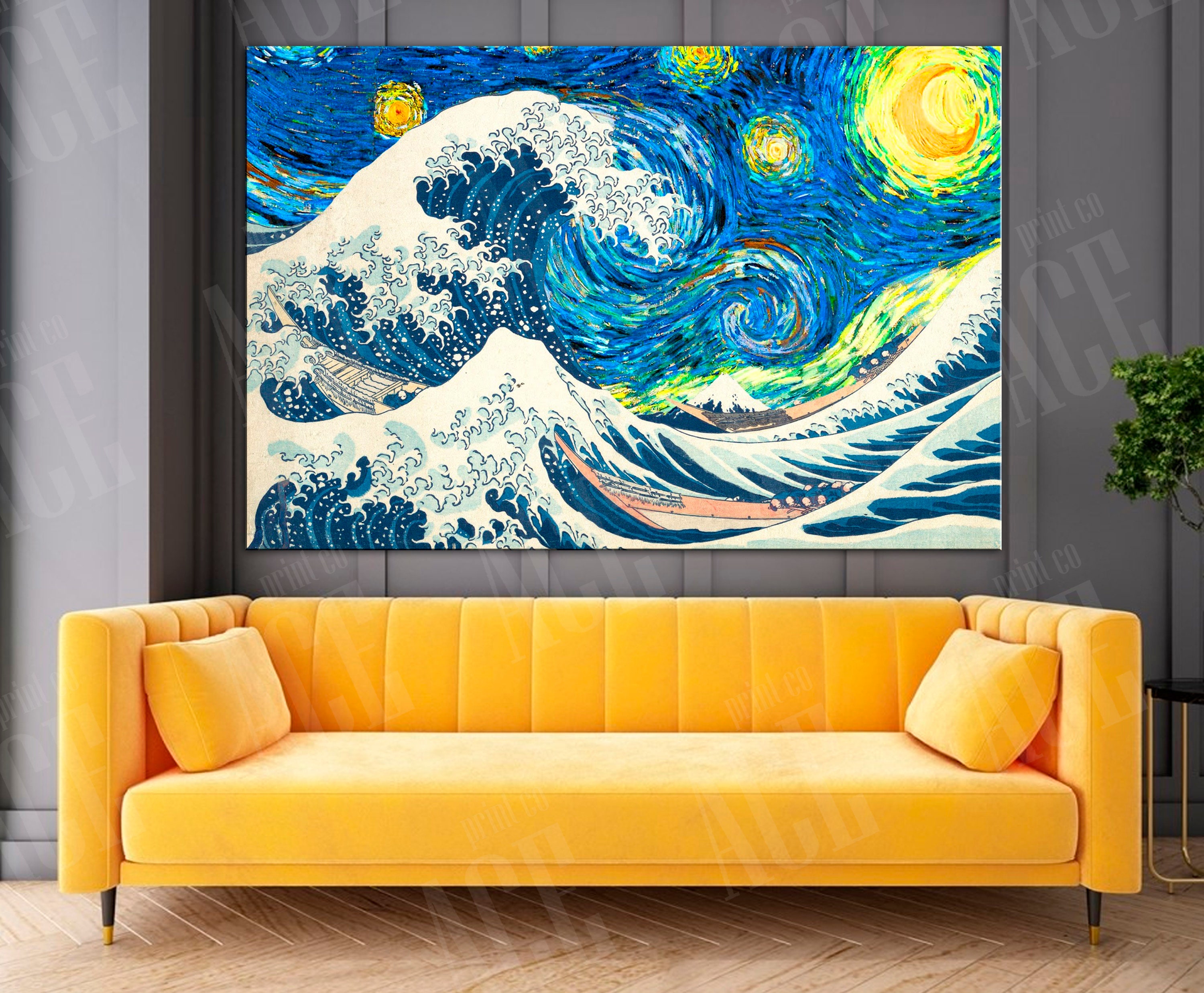 The Great Wave Canvas Print Pop art decor Modern art print Etsy