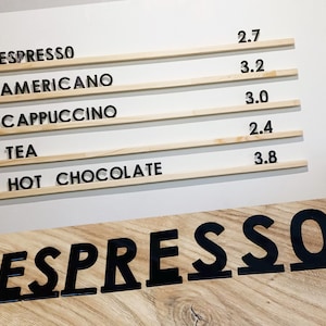 Quadro de cardápio em cafeterias, bares, padarias, arte de parede em acrílico preto, decoração para porta-cardápio, quadro de mensagens, letras de lista de preços