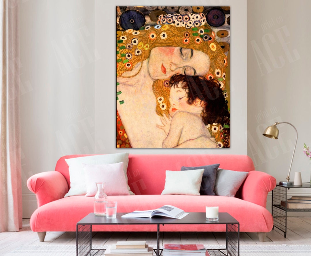 The Mother and Child Canvas Gustav Klimt Reproduction Print Etsy 日本