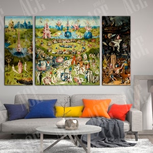 The Garden of Earthly Delights Reproduction Print, Bosch Garden Canvas 3 PANEL image 2