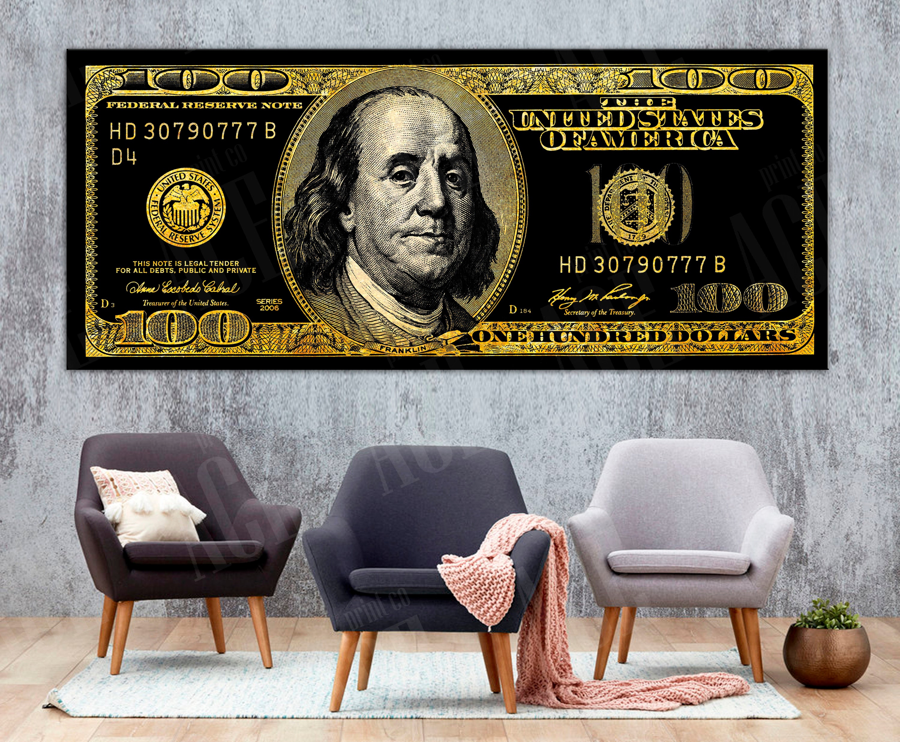 Motivational Money Art Print Dollars Canvas Etsy