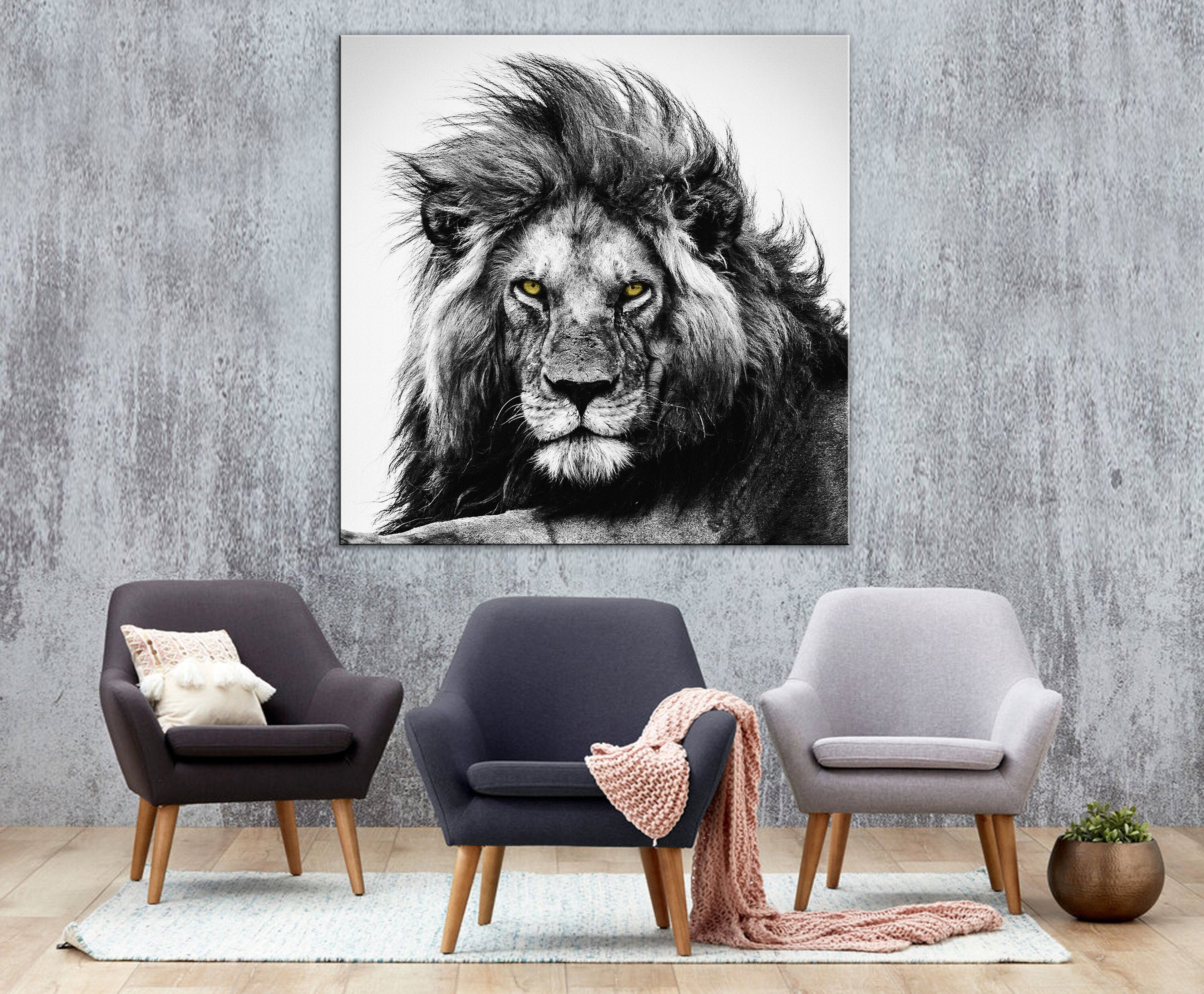 Lion Canvas African Lion Wall Art Lion Print - Etsy
