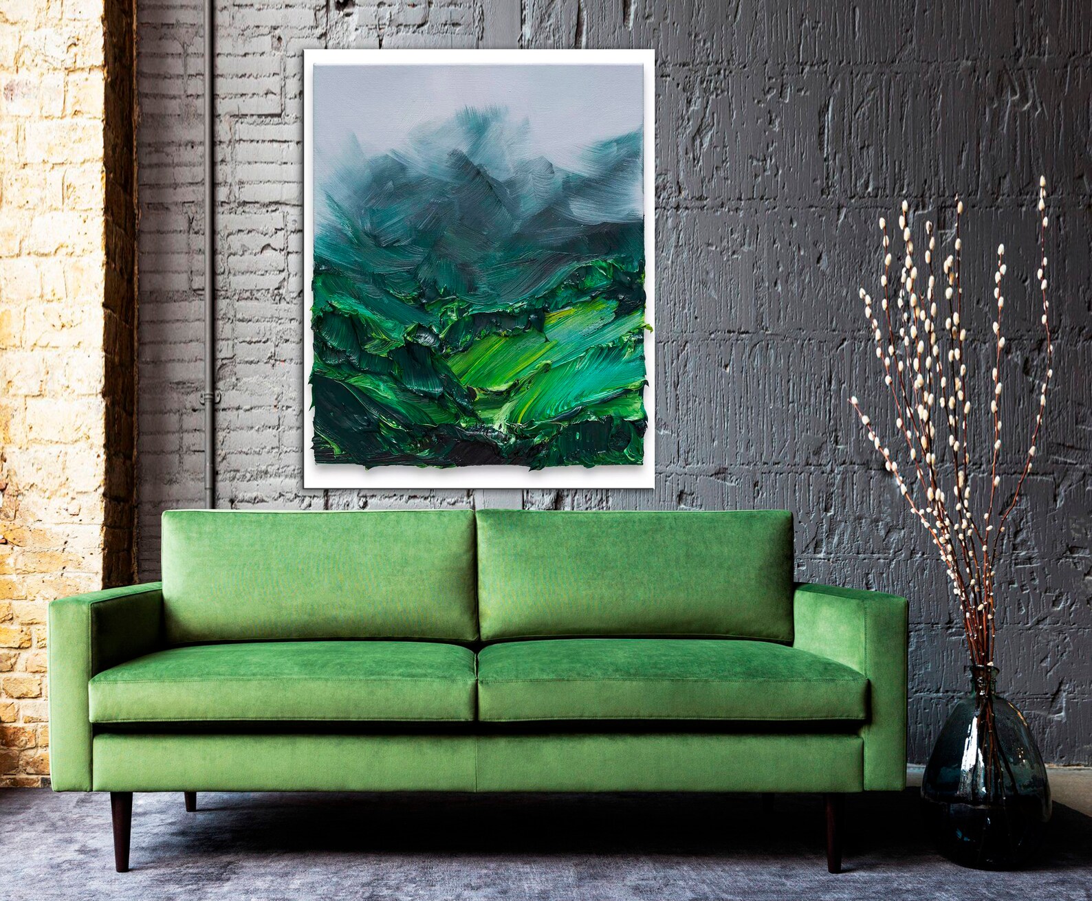 Abstract mountain Print Mountain Canvas Abstract painting Etsy