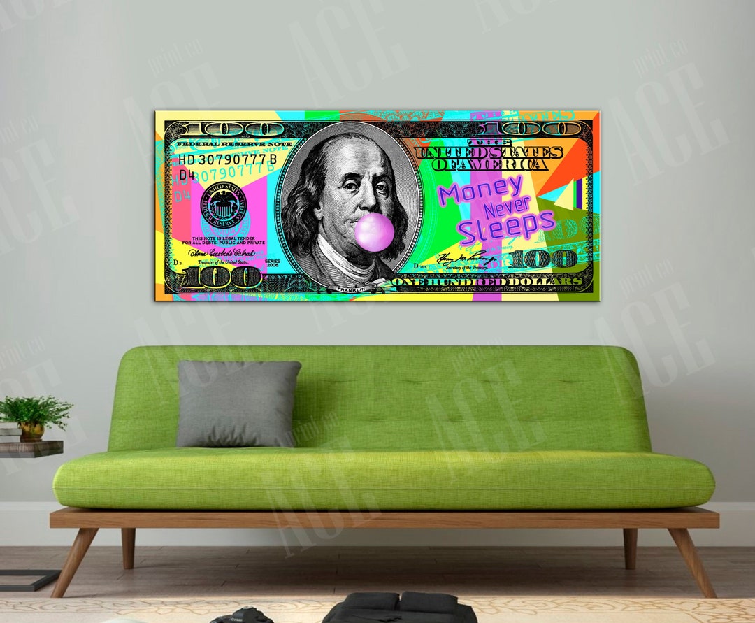 Motivational Money Art Print, Dollars Canvas, Pop Art Dollars Wall