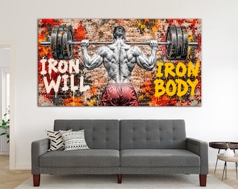 Bodybuilding Wall Art, Weightlifting Canvas Print, Gym Wall Decor, Fitness Motivation Art, Home Gym Decor, Man Cave Gift