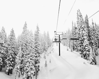 Winter Ski Lift Print, photography art print, digital download photo, Frame TV art, travel photography print