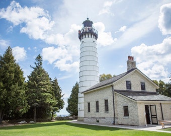 Door County Wisconsin Lighthouse Print, photography art print, digital download photo, travel photography print