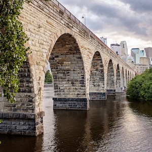 Minneapolis Stone Arch Bridge Print, photography art print, digital download photo, travel photography print, bridge print