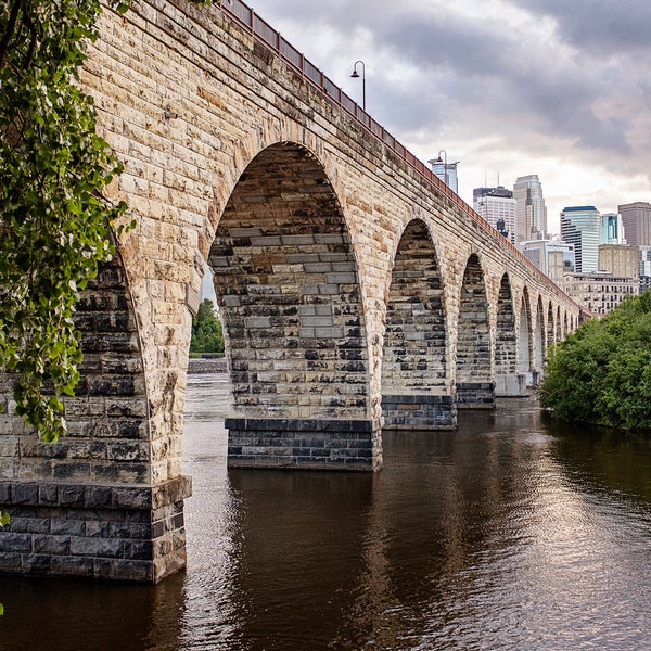 Minneapolis Stone Arch Bridge Print, photography art print, digital download photo, travel photography print, bridge print