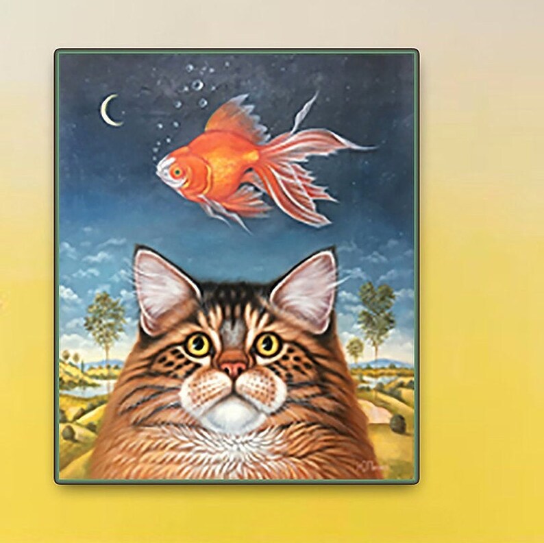 Bild Katze Und Fisch Gemalt