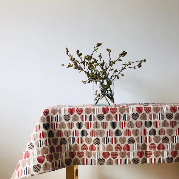 Nappe en lin-Nappe-Tablecloth-Table linge-table nordic cœur modèle de table-Organic Linn Tablecloth- Custom length-Handmade tablecloth