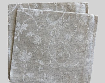 Serviette en lin, serviette grise naturelle, serviette en lin avec impression, tissu écologique, vaisselle en lin, motif classique de fleur de champ, serviette de conception