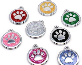 Médaille patte personnalisée pour chien et chat 25X25 mm